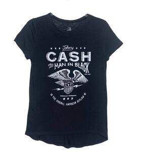 JOHNNY CASH The Man In Black Graphic T-Shirt Short Sleeve Crew Neck Black Size S